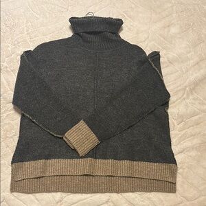 Gray and Tan Turtleneck Sweater